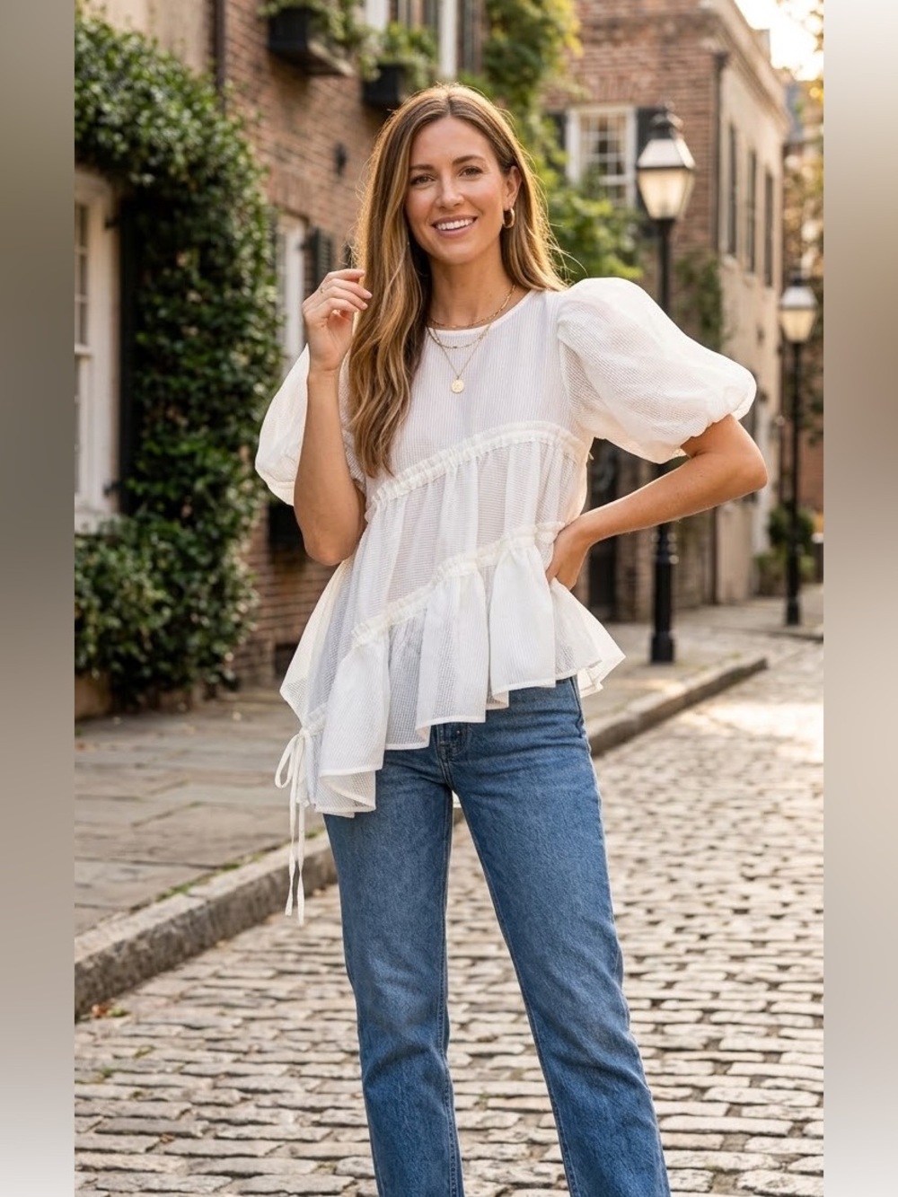 Heyson Puff-Sleeve Ivory Ruffle Blouse by & Other Stories
